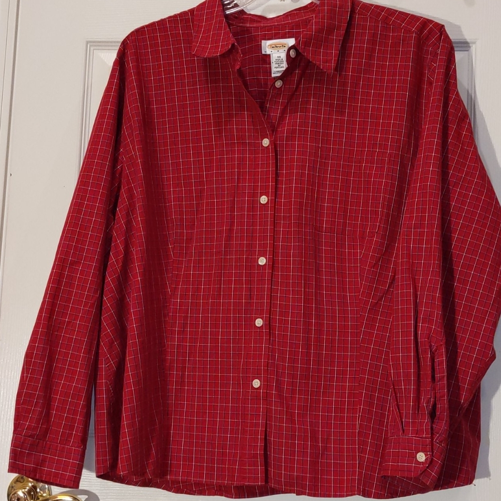 3XL Talbots woman red button down ls dress shirt
